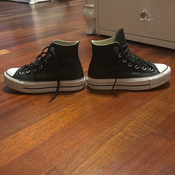 platform black leather high top converse - Picture 3 of 4